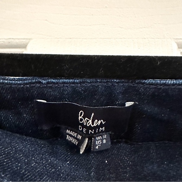 Boden Fife Denim Sailor Shorts Dark Wash Stretch 4” sz 8 - Picture 3 of 9